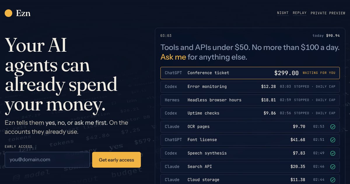 Ezn: Smart parental controls for your AI agent's credit card & spending